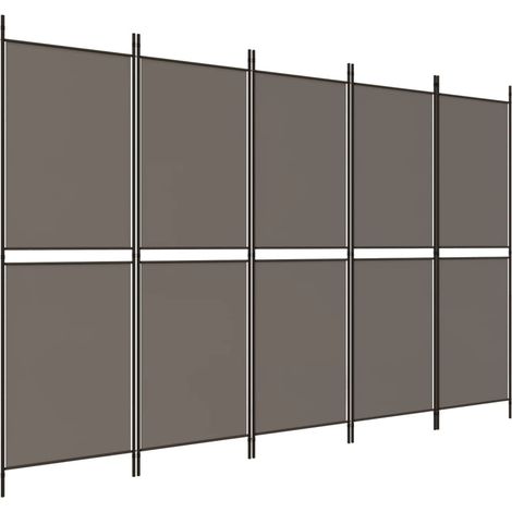 Paravent Cloison de séparation 5 panneaux, Pour Jardin, Balcon, Terrasse Anthracite 250x220 cm Tissu OIB2216E