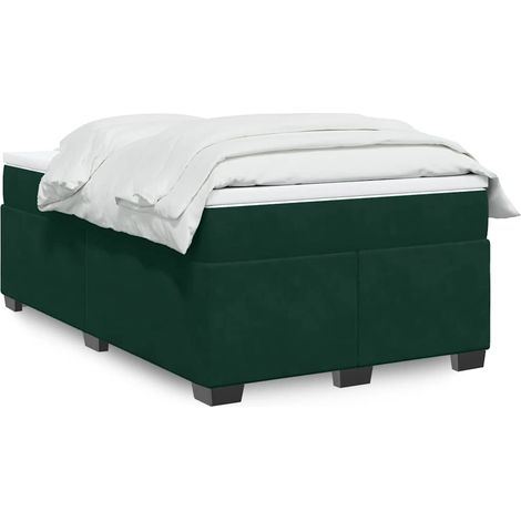 Boxspringbett mit Matratze Dunkelgrün 120x190 cm Samt