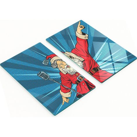 Taglieri decorativi in vetro temperato con motivo Babbo Natale, 2x30x52 cm (1/5)