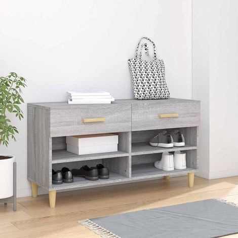 vidaXL Shoe Cabinet Grey Sonoma 102x35x55 cm Engineered Wood (1/5)
