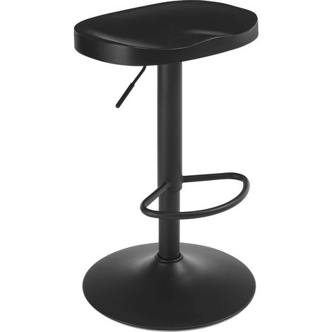 WOLTU 1x Bar Stools, Solid Wood Height Adjustable Breakfast Barstools with Swivel Gas Lift and Footrest, Black
