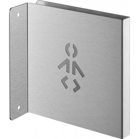 Targa segnaletica <>, acciaio inox spazzolato, 120 x 120 mm, con bordo ripiegato – THIRARD