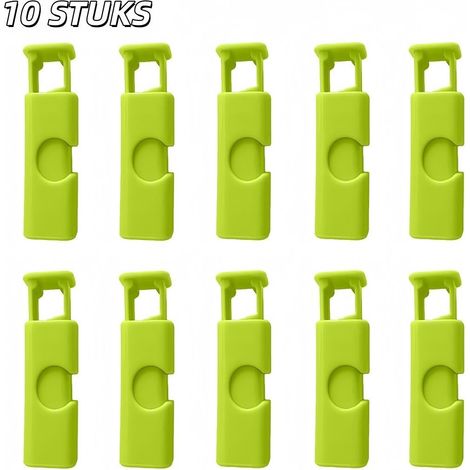 10 pinces à snacks anti-humidité - Fermeture solide et étanche - Faciles à ouvrir et à fermer - Empêchent les aliments de s'humidifier - Matériau : ABS + ressort - Jaune-vert (1/5)