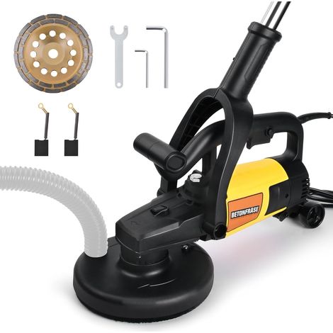 Wand- und Betonschleifer Betonfräse Set mit Langer Handgriff [3800W, 180 mm Diamantschleiftopf, 6 Drehzahlregelbar, 0-6000 UPM, 230V] Staubdicht Absaugaufsatz Absaughaube Putzfräse für Winkelschleifer (1/5)