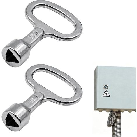 PCS Triangular Key for Trash Cans, Triangular Key for Electrical Boxes and Meters, Access to Control Cabinets and Recycling Bins, Set of 2 Silver Metal Pieces (1/5)