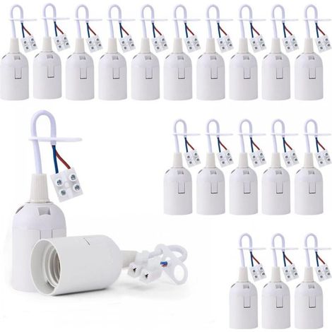 20 Pièces Douille de Lampe E27 Support Ampoule avec Testeur de Phase, Base de Lumière Douille de Suspension Douille de Chantier Rénovation Douille de Rechange Douille de Bâtiment avec Câ (1/5)
