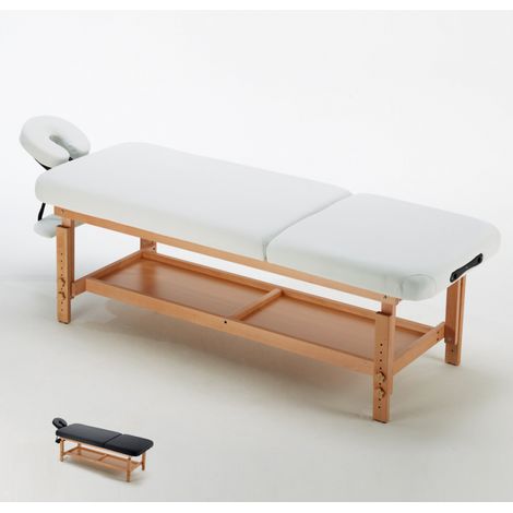 Table de massage fixe en bois professionnel 225 cm Comfort - Blanc (1/5)