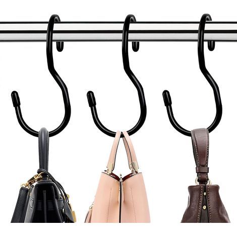 Lot de 12 crochets pour sacs à main, design torsadé unique, crochets de grande taille pour tringle à vêtements (noir) (1/5)
