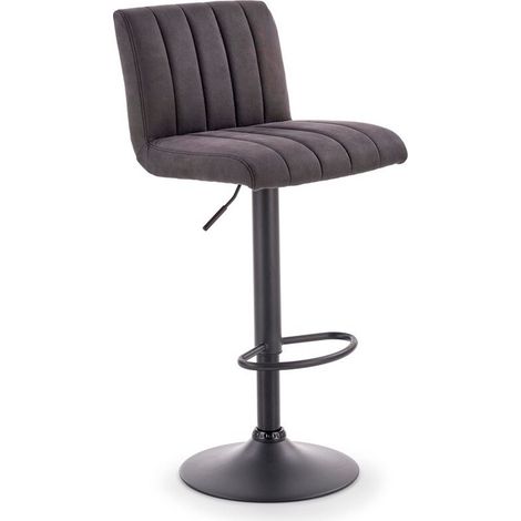 Silla de barra Houston 970, Gris oscuro + Negro, 88x41x48cm, Cuero ecológico, Metálico