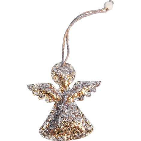 Ciondolo a forma di angelo dorato con glitter per decorazioni natalizie (1/2)