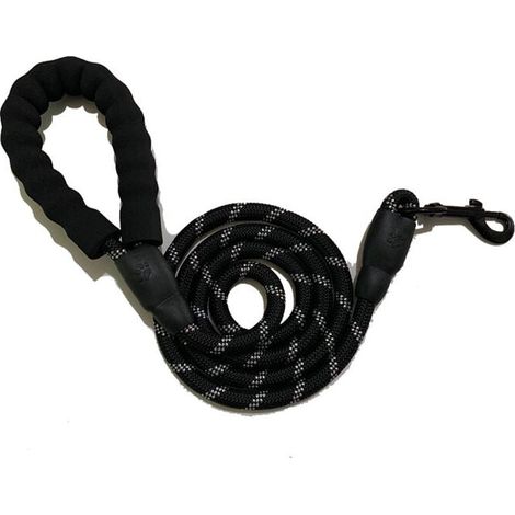 Correa para perros grandes, medianos y pequeños, correa para pasear Husky Golden Retriever negra, 2 metros (1/5)