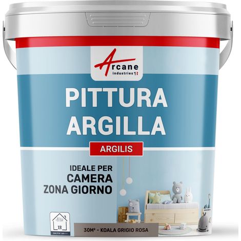 Pittura naturale all'argilla per decorare la camera dei bambini - ARGILIS - 30 m² (5 kg in 1 strato) Grigio Rosa Koala - ARCANE INDUSTRIES