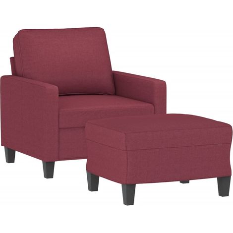 vidaXL Poltrona con Poggiapiedi Rosso Vino 60 cm in Tessuto (1/4)