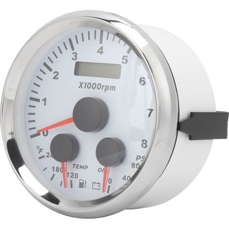 3-in-1 Multifunktionsanzeige 85 mm Öldruck und -temperatur, Drehzahlmesser 8000 U/min, kompatibel mit 8-16 V, Boote, Wohnmobile, Yachten, Motorräder. (1/5)