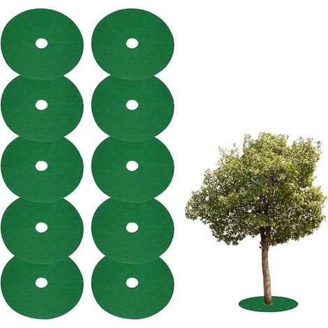 10pcs Anneau De Paillage d'arbre 5.9 Pouce Non Tissé Rond Vert (1/5)