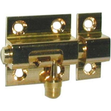 Targette à pêne rond laiton laqué blanc – Dimensions compactes 40x30 mm – Pour meubles et petites portes – Installation facile à vis (1/3)