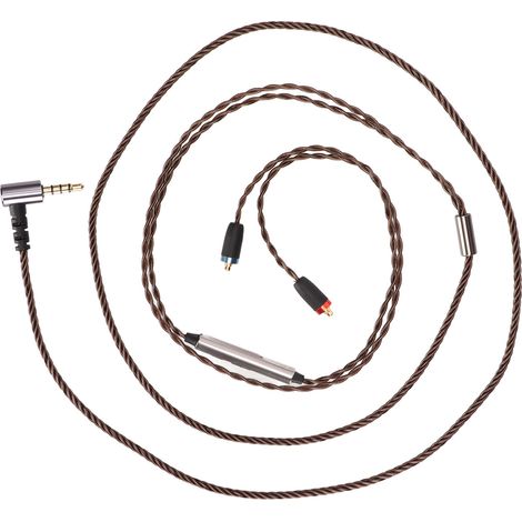 Câble audio argenté plaqué cuivre haute résolution MMCX 3,5mm avec micro et contrôle de volume (1/5)