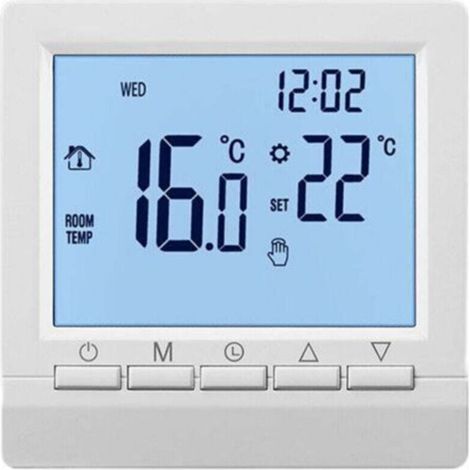 Termostato per caldaia a gas Crezuo, regolatore di temperatura di riscaldamento, blocco della temperatura della batteria, retroilluminazione bianca-Crezuo