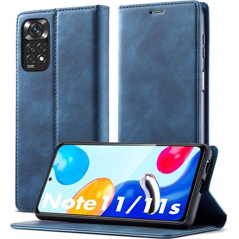 FLIP CASE FÜR XIAOMI REDMI NOTE 11/11S MARINEBLAUES PU-LEDER FÜR KARTEN (1/5)
