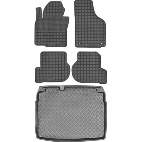 Ensemble de tapis de sol en caoutchouc pour Volkswagen Golf VI Hatchback (2005-2009) + tapis de coffre