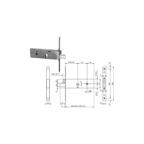 SERRATURA INFIL. FASCE CAT.+ SCR. PROFILO EUROP. MM.64 H 96112 mm.90 (961120902) ISEO