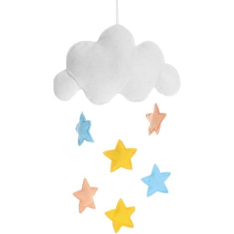 Selbstgemachte Hängedekoration aus Wolke und Regentropfen für das Baby- oder Kinderzimmer (Stern) (1/4)