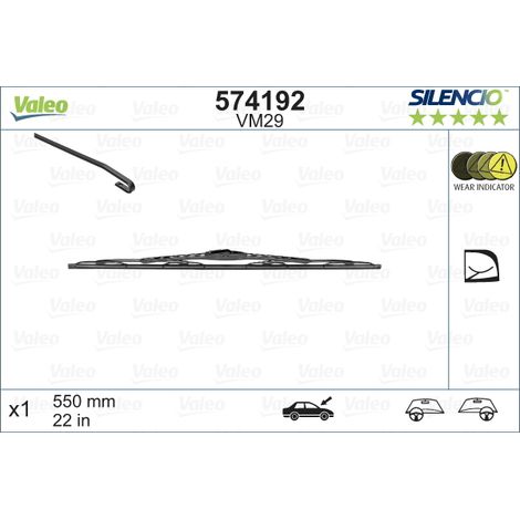 Balai d'essuie-glace Valeo 574192 AUDI 2038201545 2038201845 2038202545 31457762 (1/3)
