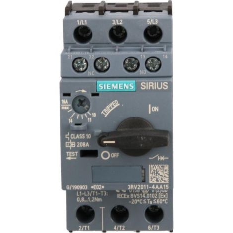 Disyuntor de motor 3P 7kW 11-16A 1Z 1R S00 3RV2011-4AA15