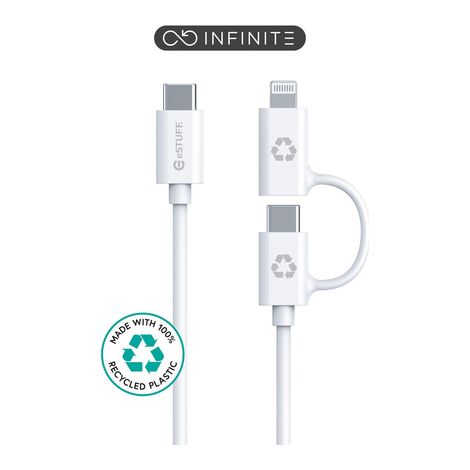 Cable USB eSTUFF ES600170 de 1 m, USB-C/Lightning, color blanco (1/4)