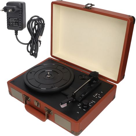 Tourne-disque vinyle Bluetooth 3 vitesses, mallette rétro portable avec haut-parleurs, platine améliorée, son stéréo, prise UE 100-240V (1/5)