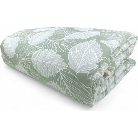 Green Leaves Quilt - Couvre-lit en microfibre douce mi-saison 100 gr/m² - Fabriqué en Italie, respirant SINGLE 1 PLACE