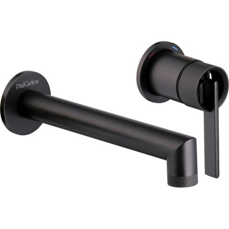 PaulGurkes 2-Loch Waschtischarmatur Matt-Schwarz Unterputz Wasserhahn Serie NOX (1/2)