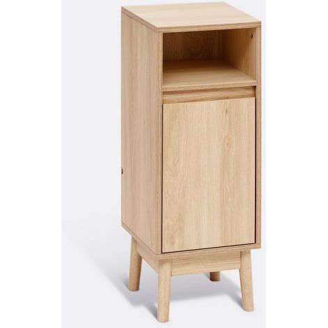 Meuble bas SDB, 1 porte coloris effet bois clair - Longueur 30 x largeur 30 x Hauteur 80 cm (1/5)