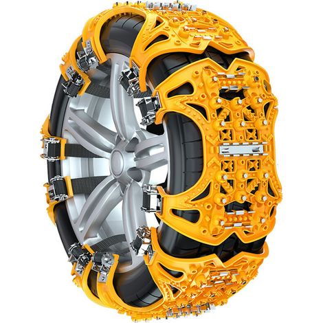 Catena da neve universale antiscivolo resistente all'usura catena da neve fissaggi per auto compatta camion SUV inverno neve auto pneumatici accessori giallo (1/5)