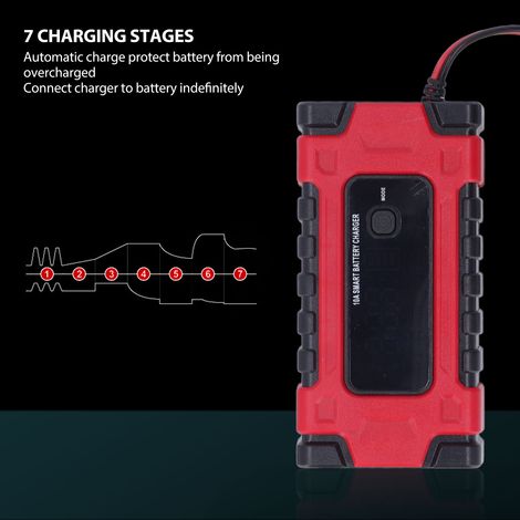 Chargeur de batterie de voiture 12 V/24 V pour batteries au gel de calcium AGM à acide humide, grand écran, réparation intelligente, portable, prise UE AC 100-240 V (1/5)