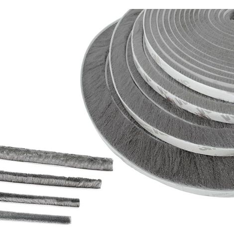 Türbürstendichtung, 1 m (L) x 9 mm (B) x 23 mm (T), grau, schalldichte Tür- und Fensterdichtung, selbstklebende Bürstendichtung