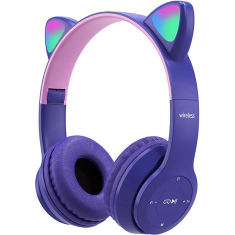 Niedliche Bluetooth-Stereo-Kopfhörer in Katzenform mit Leuchteffekten, kabellose HiFi-Kopfhörer mit hoher Klangqualität für Zuhause, Schule und Büro, Katzenform, klarer Klang, leicht und komfortabel (1/5)