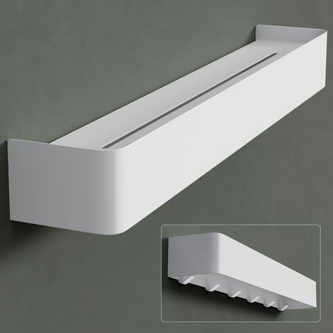 Mai & Mai Étagère Murale de Rangement en Acier Carbone Porte-Serviettes au Mur Support Rangement à Poser à Susprendre avec Crochets Cachés pour Salle de Bain Cuisine Blanc Sablé 600×100×75 MM Reglo-05 (1/5)