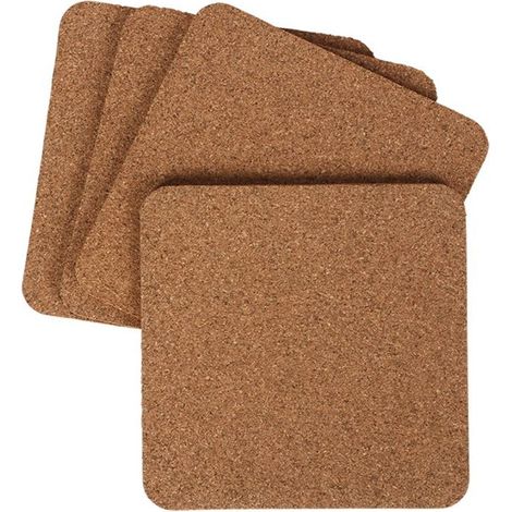 Kork-Untersetzer 4 Stück Glasuntersetzer Tassenuntersetzer Bierdeckel eckig 11cm