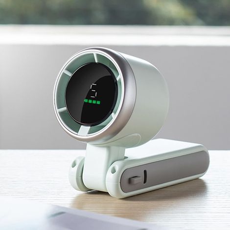 Dieser kleine, tragbare Ventilator passt problemlos in die Tasche, kann auf dem Schreibtisch platziert oder um den Hals getragen werden. (grün) (1/3)