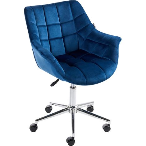 Office Swivel Navy Blue Velvet Height Adjustable LABELLE (1/5)