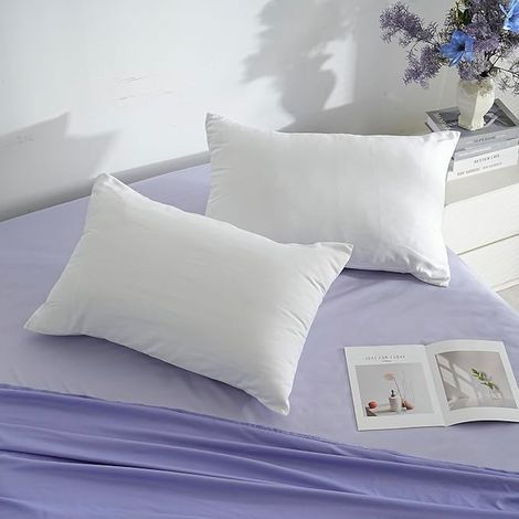 18 Colours Set of 2 Pillow Cases 60 x 80 cm White Cushion Cover for Sofa Bed with Zip Anti-Dust Mite Hypoallergenic Pillow Protector Zip Microfibre