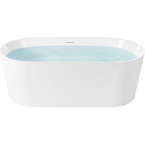 Vasca da bagno moderna freestanding in acrilico bianco forma ovale sistema di troppo pieno 167 cm Restinga