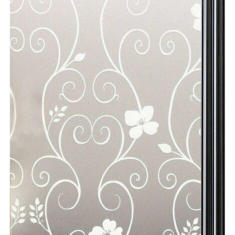 Pellicola oscurante per finestre, pellicola decorativa per finestre, protezione UV, 40x200 cm, fiore bianco