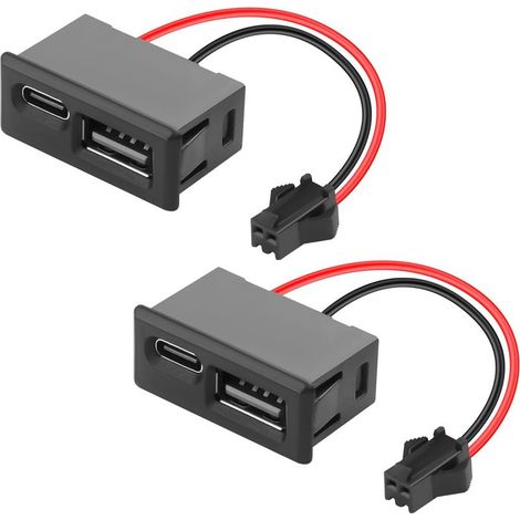 JST SM 2-Pin auf USB & USB-C Ladeanschlussbuchse 5V2A SM Stecker Stecker auf USB + USB Typ-C Buchse Schnappverschluss Dual-Port-Adapter, für LED-Lichtspielzeug, 7cm / 2,8in, 2 Stück (nebeneinander) (1/5)