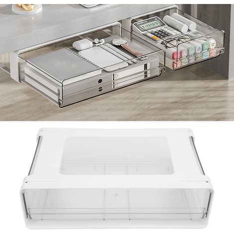 Schreibtisch-Organizer mit Schublade, großem Stauraum, ausziehbaren Schubladen für Büro und Schlafzimmer, transparentem Kunststoffdesign, elegant und praktisch (1/5)