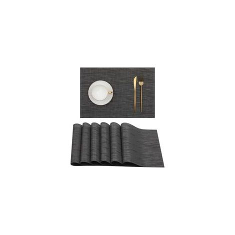 Lot de 6 sets de table noirs pour tables à manger Sets de table lavables en PVC résistant à la chaleur, 45x30cm (1/4)