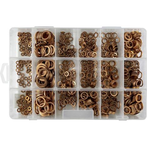 Assortiment de 900 joints cuivre d'etancheite dans une mallette (1/3)