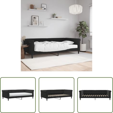 vidaXL Matratze - Tagesbett mit Matratze Schwarz 100x200 cm Samt (1/5)