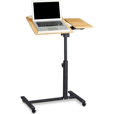 Relaxdays Laptop Table Height-Adjustable 95 x 60 x 40 cm Notebook Stand also for Lefties Sofa Table Side Table Laptop Desk with Wheels & Surface for Mouse with 2 Stop Bars, Oak, Yellow